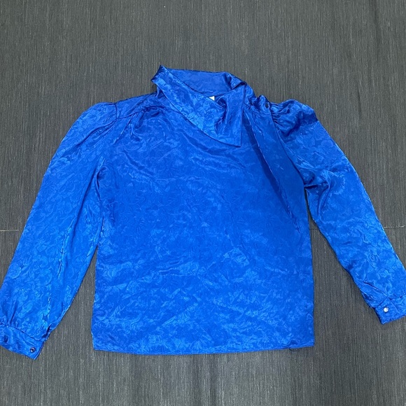 Vintage Cobalt Blue Blouse by Ellen-D Kollection | 80s Womens Top Small-Medium - Picture 1 of 6